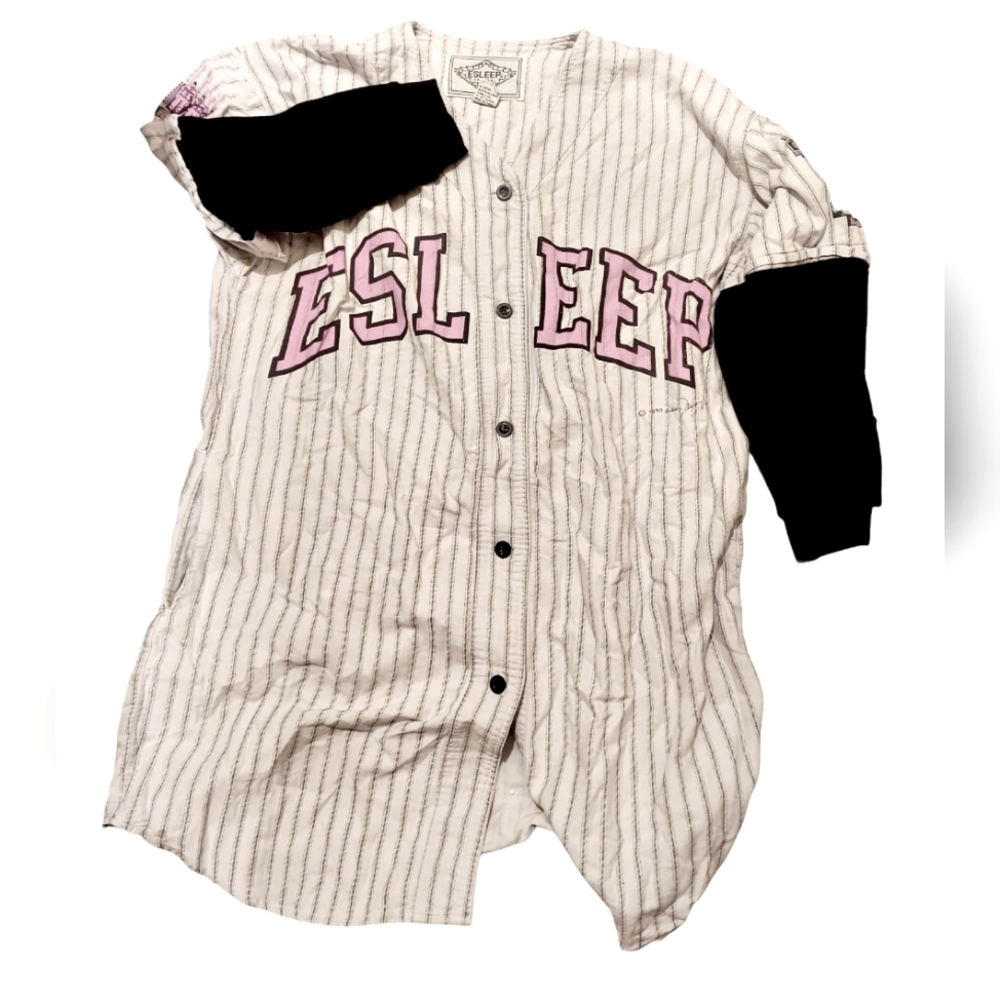 RARE Vintage 90s ESLEEP Babe Ruth Baseball Sleep Shirt One Size EUC Pink Long